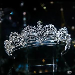Crystal Tiara, Silver Tiara, Baroque Luxury Crystal, Bridal Crown Tiara, Tiara